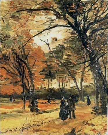 Картина Ван Гога Булонский лес с людьми на прогулке 1886
